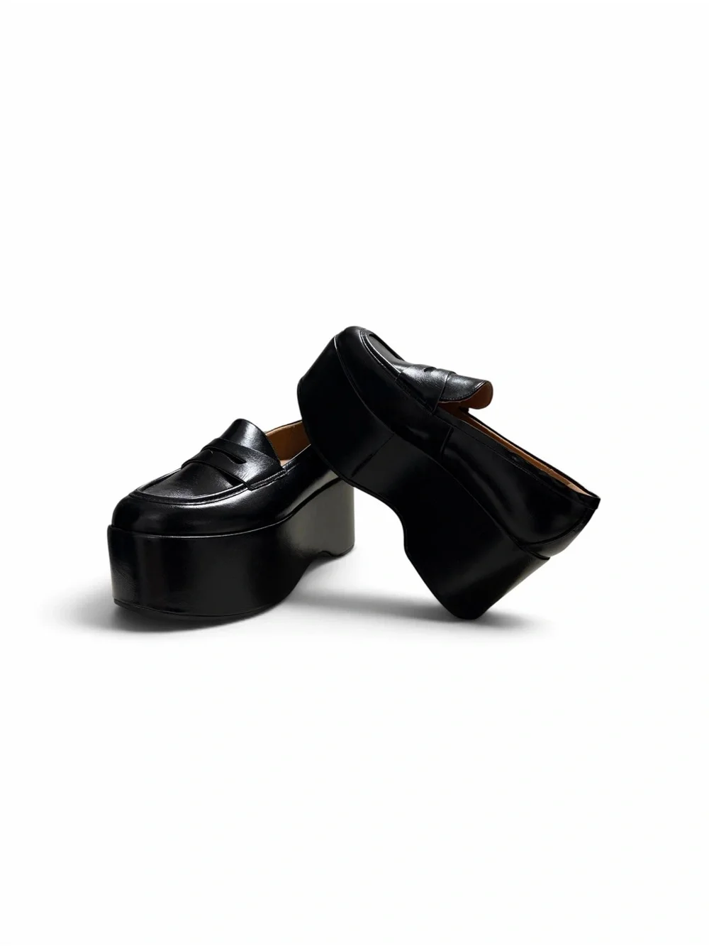 Scoop Black Platform Penny Loafers Chunky Heel 6.5